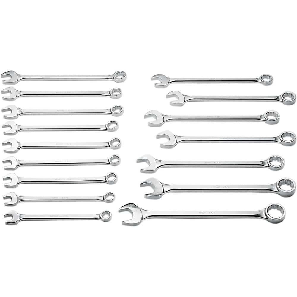 Wright Tool & Forge - 16 Pc, 1-5/16 - 2-1/2", 12-Point Combination Wrench Set - Exact Tooling