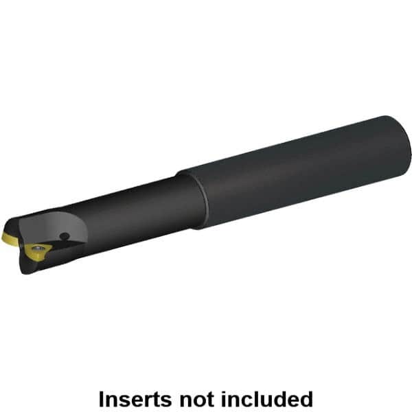 Kennametal - 3/4" Cut Diam, 0.04" Max Depth, 3/4" Shank Diam, Cylindrical Shank Indexable High-Feed Helical End Mill - Screw Holding Method, WP..0302.. Insert, KF Toolholder, Through Coolant - Exact Tooling