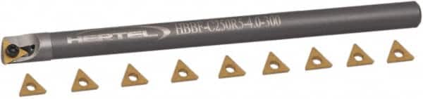 Hertel - 0.3" Min Diam Smallest Bar, 2" Min Diam Largest Bar, Carbide Indexable Boring Bar Set - TD.. Insert, HBBQ Toolholder, 2-1/2" Max Bore Depth, Through Coolant - Exact Tooling