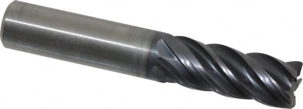 Kennametal - 1/2", 5 Flute, Solid Carbide, 0.03" Corner Radius End Mill - 3" OAL, 1-1/4" LOC - Exact Tooling