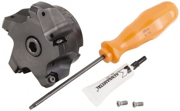 Kennametal - 3" Cut Diam, 1" Arbor Hole, 3.23mm Max Depth of Cut, 45° Indexable Chamfer & Angle Face Mill - 5 Inserts, HNGJ 0604... Insert, Right Hand Cut, 5 Flutes, Through Coolant, Series Dodeka Mini - Exact Tooling