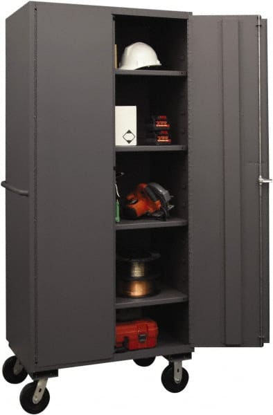 Durham - 4 Shelf Locking Storage Cabinet - Steel, 36" Wide x 24" Deep x 80" High, Gray - Exact Tooling