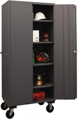 Durham - 4 Shelf Locking Storage Cabinet - Steel, 36" Wide x 24" Deep x 80" High, Gray - Exact Tooling