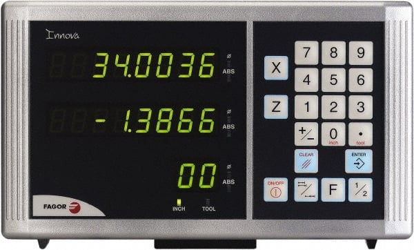 Fagor - 2 Axis, Lathe DRO System - 1µm Resolution, 5µmm Accuracy, LED Display - Exact Tooling