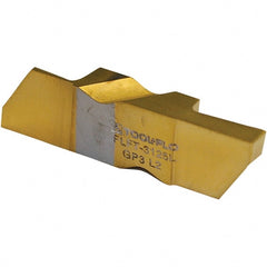 Tool-Flo - 3094FLGT Grade GP50C, 2.39mm Cutting Width Carbide Grooving Insert - Left Hand, 0.005 to 0.01" Corner Radius, TiN Finish - Exact Tooling