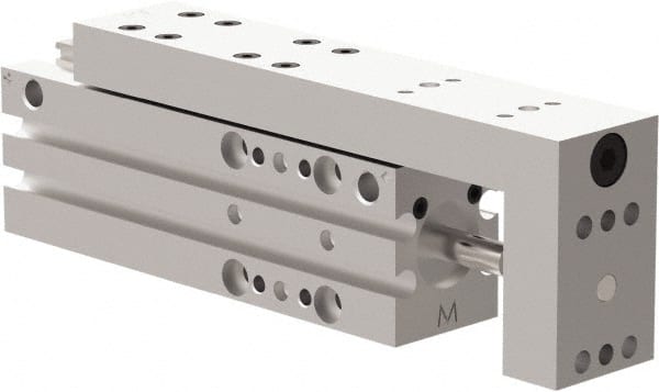 De-Sta-Co - 25mm Stroke, 0.4331" Shaft Diam, Double-Acting Cylinder, Pneumatic Slide - 102mm Long x 20mm Wide, Buna-N Seal, Ball Bearing, Series DLM - Exact Tooling