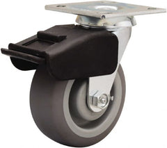 Hamilton - 5" Diam x 2" Wide x 6-1/2" OAH Top Plate Mount Swivel Caster - Rubber Mold on Polyolefin, 350 Lb Capacity, Straight Roller Bearing, 4 x 4-1/2" Plate - Exact Tooling