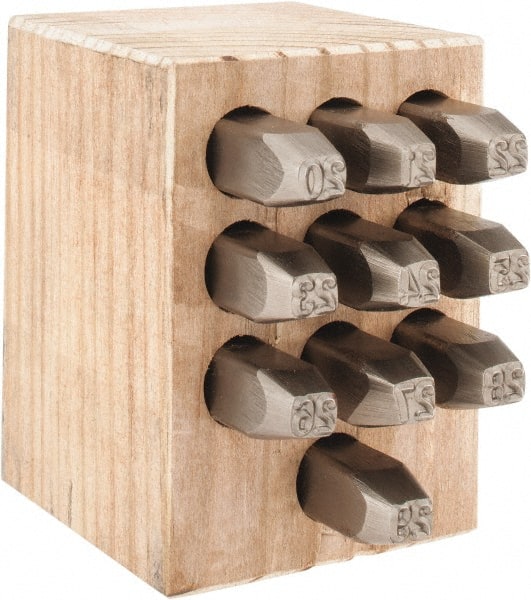 C.H. Hanson - 10 Piece, 1/4" Character Steel Stamp Set - Double Digit Figures, Double Digits - Exact Tooling