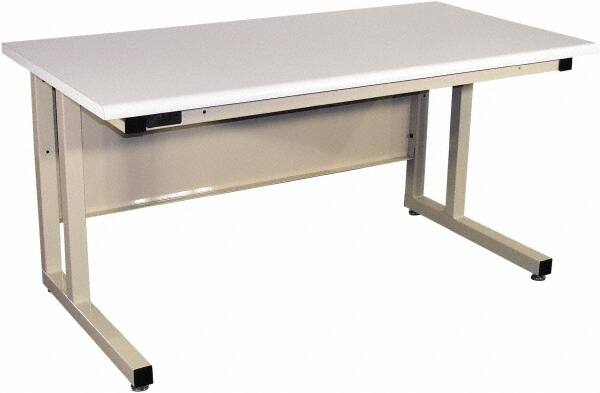 Proline - 60 Wide x 30" Deep x 30" High, Static Dissipative Workbench - Fixed Legs With Adjustable Height Glides, Beige - Exact Tooling