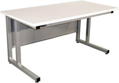 Proline - 72 Wide x 30" Deep x 30" High, Plastic Laminate Workbench - Fixed Legs With Adjustable Height Glides, Gray - Exact Tooling