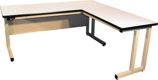 Proline - 72 Wide x 30" Deep x 30" High, Plastic Laminate Workbench - Fixed Legs With Adjustable Height Glides, Beige - Exact Tooling