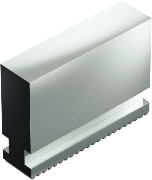 Schunk - 10" Max Chuck Capacity, Serrated Interface, Square Soft Lathe Chuck Jaw - 3 Jaw, Steel, 0mm Btw Mount Hole Ctrs, 52mm High, 0mm Groove - Exact Tooling