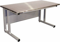 Proline - 72 Wide x 30" Deep x 30" High, Stainless Steel Workbench - Fixed Legs With Adjustable Height Glides, Gray - Exact Tooling