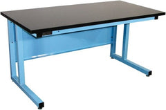 Proline - 72 Wide x 30" Deep x 30" High, Chem-Guard Workbench - Fixed Legs With Adjustable Height Glides, Blue - Exact Tooling