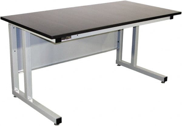 Proline - 72 Wide x 30" Deep x 30" High, Chem-Guard Workbench - Fixed Legs With Adjustable Height Glides, Gray - Exact Tooling