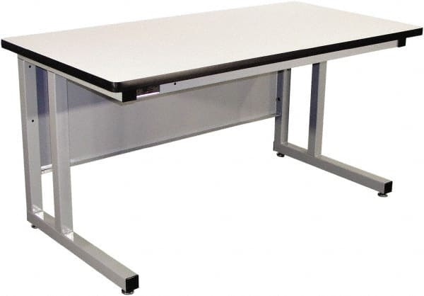 Proline - 60 Wide x 30" Deep x 30" High, Static Dissipative Workbench - Fixed Legs With Adjustable Height Glides, Gray - Exact Tooling
