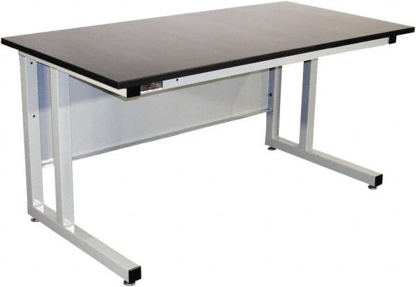 Proline - 60 Wide x 30" Deep x 30" High, Epoxy Resin Workbench - Fixed Legs With Adjustable Height Glides, Gray - Exact Tooling