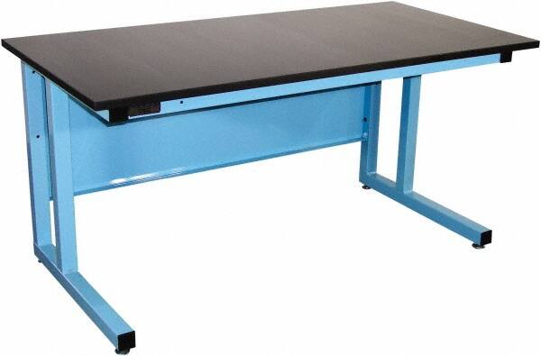 Proline - 60 Wide x 30" Deep x 30" High, Epoxy Resin Workbench - Fixed Legs With Adjustable Height Glides, Blue - Exact Tooling