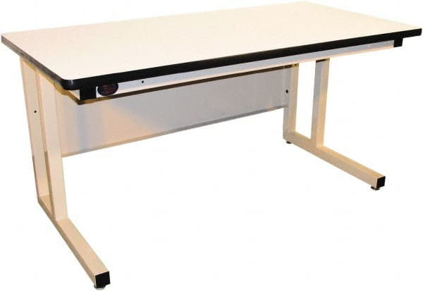 Proline - 60 Wide x 30" Deep x 30" High, Plastic Laminate Workbench - Fixed Legs With Adjustable Height Glides, Beige - Exact Tooling