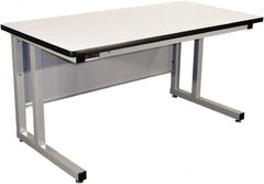 Proline - 60 Wide x 30" Deep x 30" High, Plastic Laminate Workbench - Fixed Legs With Adjustable Height Glides, Gray - Exact Tooling