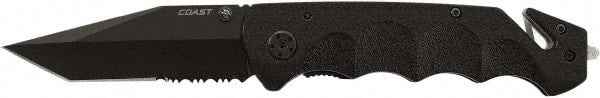 Coast Cutlery - 3-1/4" Blade, 8.12" OAL, Partially Serrated Multi-Blade Knife - 4.87" Closed Length, Aluminum - Exact Tooling