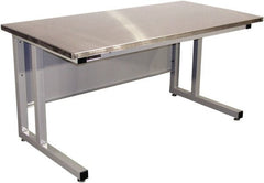 Proline - 60 Wide x 30" Deep x 30" High, Stainless Steel Workbench - Fixed Legs With Adjustable Height Glides, Gray - Exact Tooling