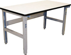 Proline - 60 Wide x 36" Deep x 36" High, Plastic Laminate Workbench - Adjustable Height Legs, Gray - Exact Tooling