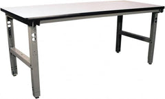 Proline - 72 Wide x 36" Deep x 36" High, Plastic Laminate Workbench - Adjustable Height Legs, Gray - Exact Tooling