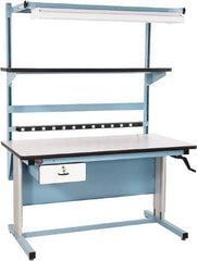 Proline - 72 Wide x 30" Deep x 42" High, Static Dissipative Workbench - Adjustable Height Legs, Blue - Exact Tooling