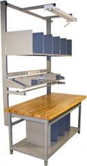 Proline - 72 Wide x 30" Deep x 36" High, Butcher Block Maple Workbench - Adjustable Height Legs, Gray - Exact Tooling