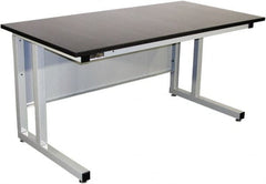 Proline - 60 Wide x 30" Deep x 30" High, Chem-Guard Workbench - Fixed Legs With Adjustable Height Glides, Gray - Exact Tooling