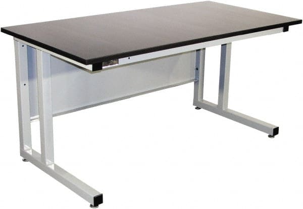 Proline - 72 Wide x 30" Deep x 30" High, Epoxy Resin Workbench - Fixed Legs With Adjustable Height Glides, Gray - Exact Tooling