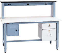 Proline - 72 Wide x 36" Deep x 30" High, Static Dissipative Workbench - Rolled Edge, Adjustable Height Legs, Light Blue - Exact Tooling