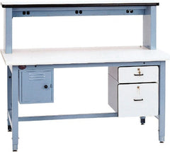 Proline - 60 Wide x 30" Deep x 30" High, Static Dissipative Workbench - Rolled Edge, Adjustable Height Legs, Light Blue - Exact Tooling