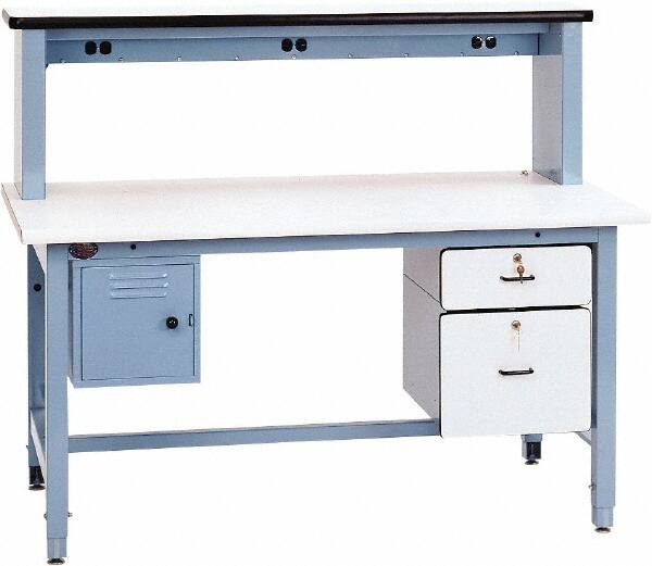 Proline - 60 Wide x 36" Deep x 30" High, Static Dissipative Workbench - Rolled Edge, Adjustable Height Legs, Light Blue - Exact Tooling