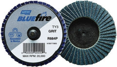 Norton - 36 Grit, 3" Disc Diam, Type 27 Zirconia Alumina Flap Disc - 30,000 Max RPM, Fiberglass Backing, Quick Change Type R Attaching System, Coated - Exact Tooling