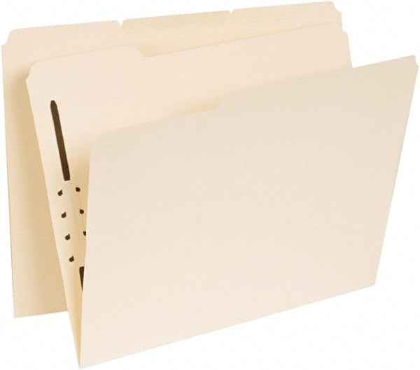 UNIVERSAL - 8-1/2 x 11", Letter Size, Manila, Classification Folders with Top Tab Fastener - 11 Point Stock, Assorted Tab Cut Location - Exact Tooling