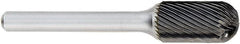 OSG - 5/8" Cut Diam, 1/4" Shank Diam, Cylinder with Radius Head Fluted Cut Burr - Carbide, Radius End, 1" LOC, 2" OAL - Exact Tooling