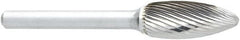 OSG - 6mm Cut Diam, 6mm Shank Diam, Inverted Cone Head Fluted Cut Burr - Carbide, Flat End, 8mm LOC, 50mm OAL - Exact Tooling