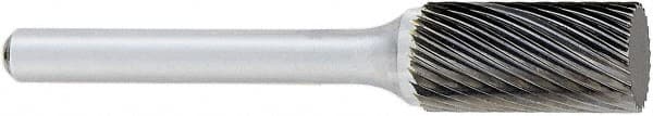 OSG - 3/8" Cut Diam, 1/4" Shank Diam, Cylinder with Radius Head Fluted Cut Burr - Carbide, Radius End, 3/4" LOC, 6" OAL - Exact Tooling