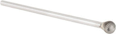 OSG - 1/2" Cut Diam, 1/4" Shank Diam, Ball Head Fluted Cut Burr - Carbide, Radius End, 1/2" LOC, 6" OAL - Exact Tooling