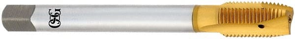 OSG - 7/8-9 UNC, 3 Flute, TiN Finish, Vanadium High Speed Steel Spiral Point Tap - Plug Chamfer, Right Hand Thread, 2-7/32" Thread Length, 0.697" Shank Diam, 2B Class of Fit, Series 260 - Exact Tooling