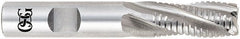 OSG - 2" Diam, 2" LOC, 8 Flute Cobalt Roughing & Finishing Square End Mill - Uncoated, 4-1/2" OAL, 1-1/4" Shank Diam, Weldon Shank, 30° Helix, Centercutting, Regular Length - Exact Tooling