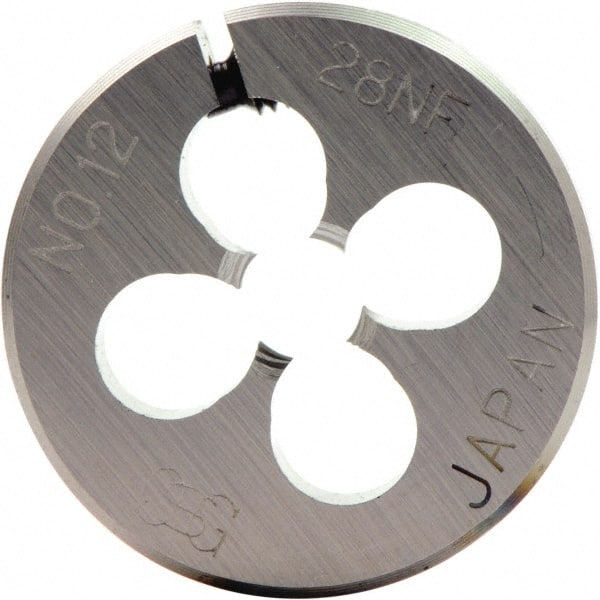 OSG - M2.6x0.45 Thread, High Speed Steel Round Die - 1/4" Thick, Right Hand Thread, Series 135, Adjustable - Exact Tooling