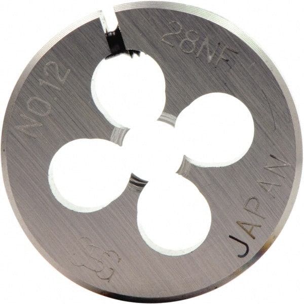 OSG - #4-36 UNS Thread, 13/16" Outside Diam High Speed Steel Round Die - 1/4" Thick, Right Hand Thread, Series 134, Adjustable - Exact Tooling