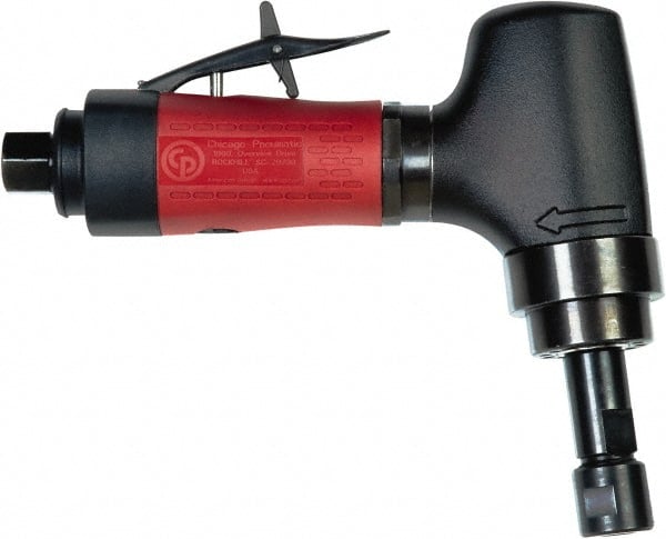 Chicago Pneumatic - 1/4" Collet, Angle Handle, Air Angle Die Grinder - 20,000 RPM, Rear Exhaust, 8.25 CFM, 0.7 hp, 90 psi, 1/4 BSP Inlet - Exact Tooling