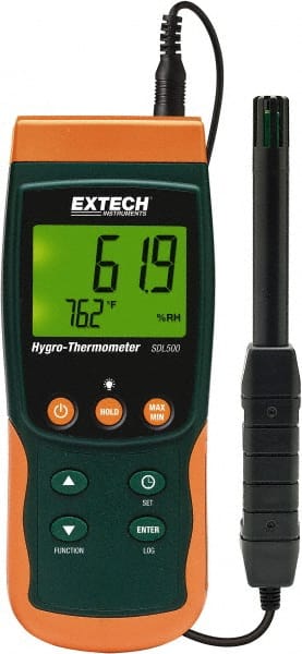 Extech - 32 to 122°F, 5 to 95% Humidity Range, Thermo-Hygrometer - 3% Relative Humidity Accuracy - Exact Tooling