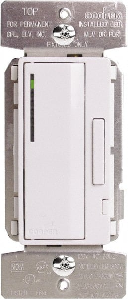 Cooper Wiring Devices - 1 Pole, 120 VAC, 60 Hz, 600 Watt, Residential Grade, Push On and Off, Wall and Dimmer Light Switch - 1.8 Inch Wide, Fluorescent, Halogen, Incandescent - Exact Tooling