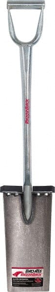 Razor-Back - 13" High x 6-1/2" Wide Square Steel Spade - 26" Long Steel D-Grip Handle, Front Turned - Exact Tooling