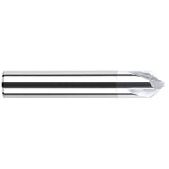 Harvey Tool - 1/2" Diam 90°/90° 4-Flute Single End Solid Carbide Chamfer Mill - Exact Tooling